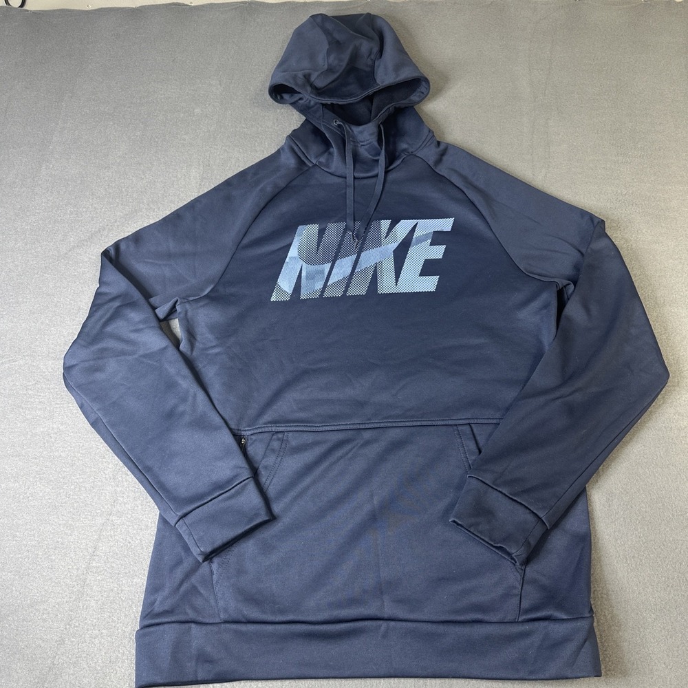 Nike Dri-FIT Hoodie Pullover Sweatshirt Navy Blue Athletic Mens Medium